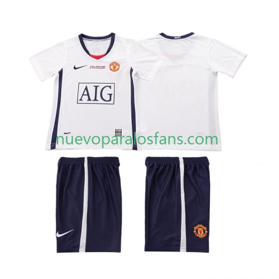 Camiseta de Fútbol Manchester United Champions League 2009 Retro Niño Exterior 2008 Manga Corta