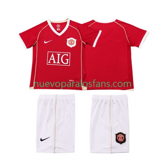 Camiseta de Fútbol Manchester United 2007 Retro Niño Casa 2006 Manga Corta