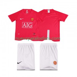 Camiseta de Fútbol Manchester United Premier League 2007 Retro Niño Casa 2008 Manga Corta
