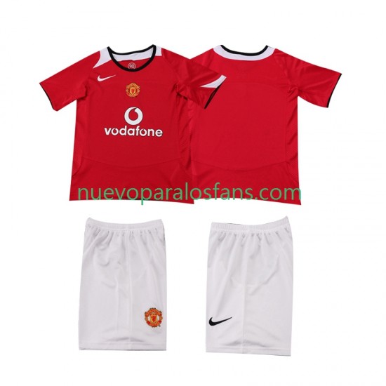 Camiseta de Fútbol Manchester United 2005 Retro Niño Casa 2006 Manga Corta