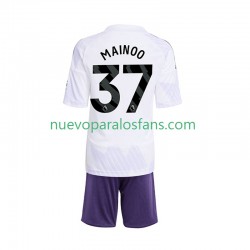 Camiseta de Fútbol Manchester United Kobbie Mainoo 37 Niño Exterior 2025-2026 Manga Corta