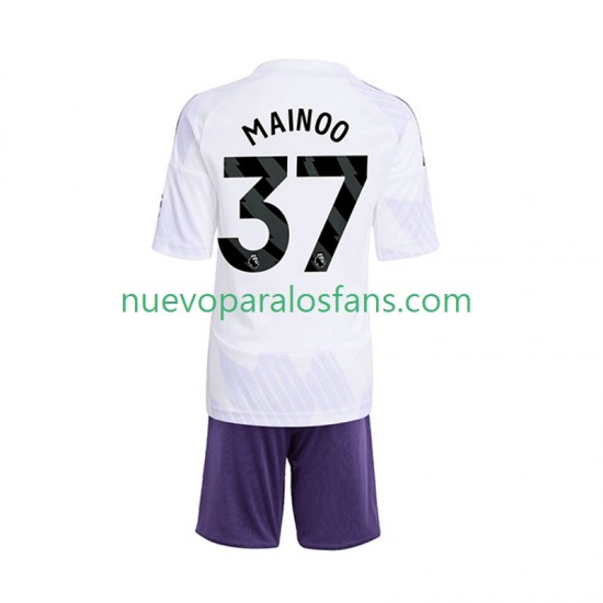 Camiseta de Fútbol Manchester United Kobbie Mainoo 37 Niño Exterior 2025-2026 Manga Corta