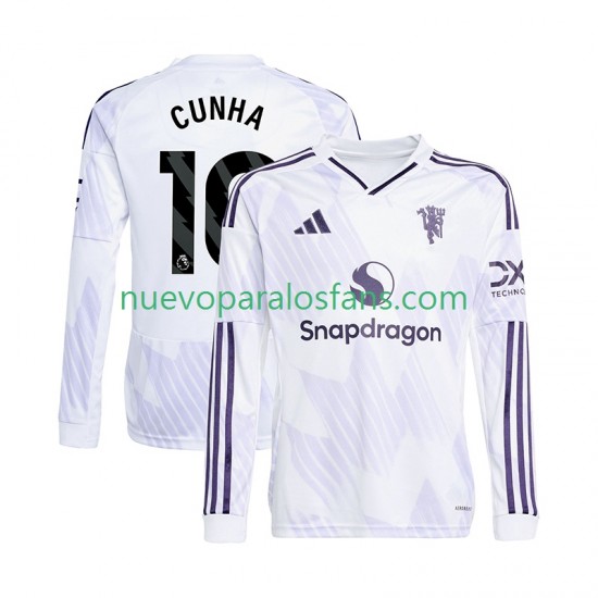 Camiseta de Fútbol Manchester United Matheus Cunha 10 Hombre Exterior 2025-2026 Manga Larga