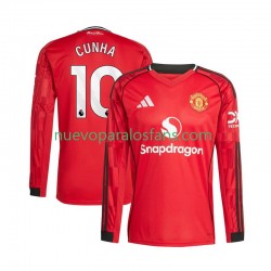 Camiseta de Fútbol Manchester United Matheus Cunha 10 Hombre Casa 2025-2026 Manga Larga