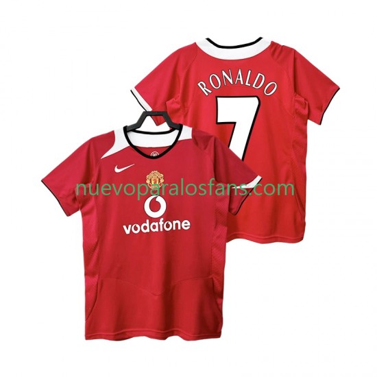 Camiseta de Fútbol Manchester United RONALDO 7 2005 Retro Hombre Casa 2006 Manga Corta