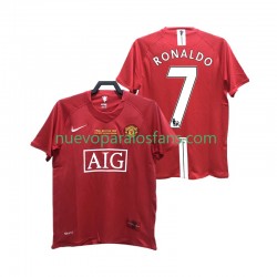 Camiseta de Fútbol Manchester United RONALDO 7 2007 Retro Hombre Casa 2008 Manga Corta