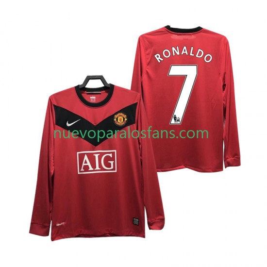 Camiseta de Fútbol Manchester United RONALDO 7 2009 Retro Hombre Casa 2010 Manga Larga