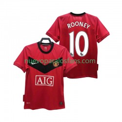 Camiseta de Fútbol Manchester United ROONEY 10 2009 Retro Hombre Casa 2010 Manga Corta
