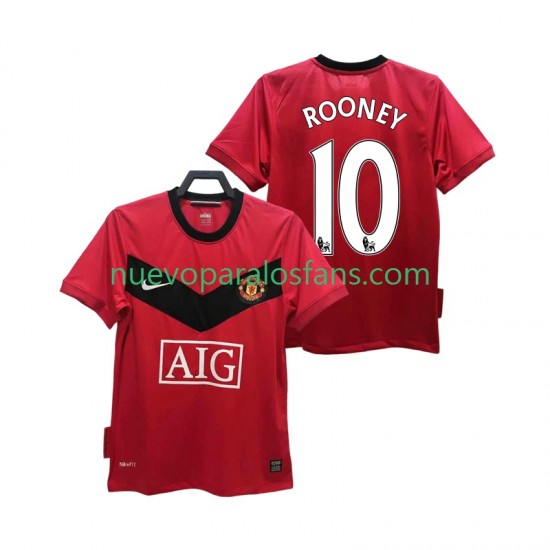Camiseta de Fútbol Manchester United ROONEY 10 2009 Retro Hombre Casa 2010 Manga Corta