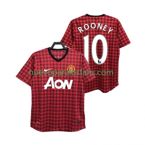 Camiseta de Fútbol Manchester United ROONEY 10 2012 2013 Retro Hombre Casa Manga Corta