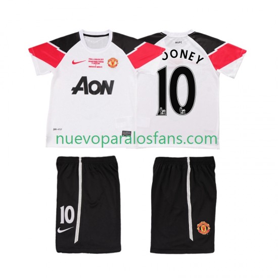 Camiseta de Fútbol Manchester United ROONEY 10 Champions League 2012 Retro Niño Tercera 2011 Manga Corta