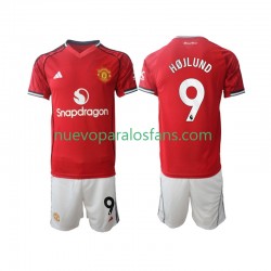 Camiseta de Fútbol Manchester United Rasmus Hojlund 9 Niño Casa 2025-2026 Manga Corta