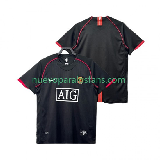 Camiseta de Fútbol Manchester United 2007 Retro Hombre Exterior 2008 Manga Corta