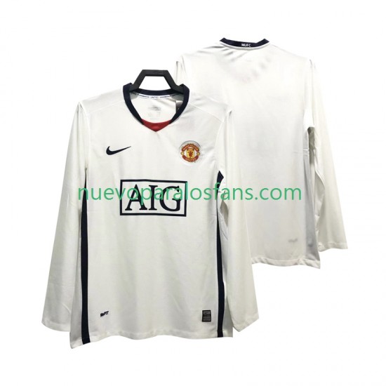 Camiseta de Fútbol Manchester United Premier League 2009 Retro Hombre Exterior 2008 Manga Larga