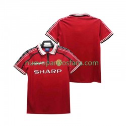 Camiseta de Fútbol Manchester United Retro Hombre Casa 1998 1999 Manga Corta
