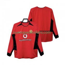 Camiseta de Fútbol Manchester United Retro Hombre Casa 2004 2002 Manga Larga