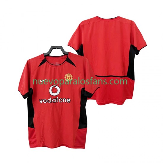 Camiseta de Fútbol Manchester United Retro Hombre Casa 2004 2002 Manga Corta