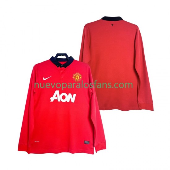 Camiseta de Fútbol Manchester United 2013 2014 Retro Hombre Casa Manga Larga