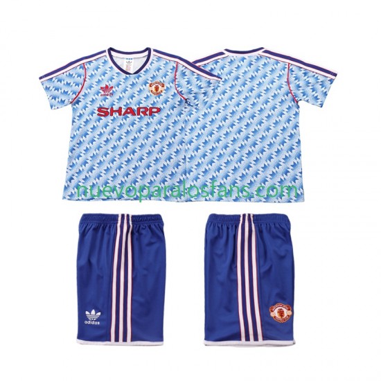 Camiseta de Fútbol Manchester United 1990 1992 Retro Niño Exterior Manga Corta