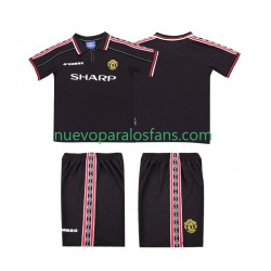 Camiseta de Fútbol Manchester United Retro Niño Exterior 1998 1999 Manga Corta