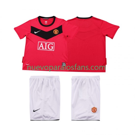 Camiseta de Fútbol Manchester United 2009 Retro Niño Casa 2010 Manga Corta