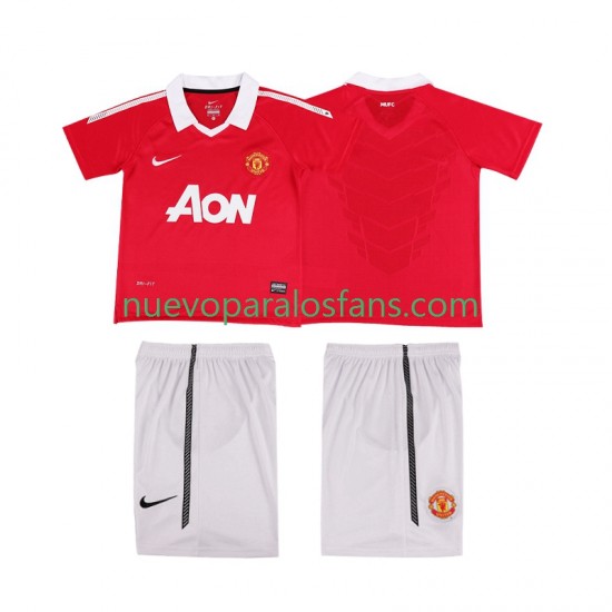 Camiseta de Fútbol Manchester United Retro Niño Casa 2011 2010 Manga Corta