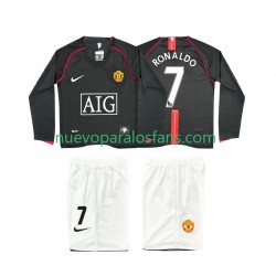 Camiseta de Fútbol Manchester United Ronaldo 7 2007 Retro Niño Exterior 2008 Manga Larga