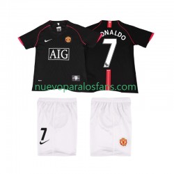 Camiseta de Fútbol Manchester United Ronaldo 7 2007 Retro Niño Exterior 2008 Manga Corta