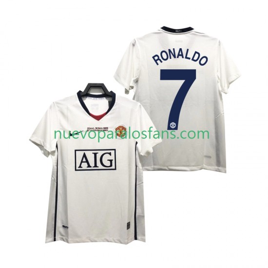 Camiseta de Fútbol Manchester United Ronaldo 7 Champions League 2009 Retro Hombre Exterior 2008 Manga Corta