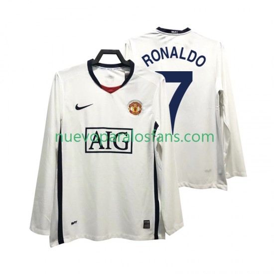 Camiseta de Fútbol Manchester United Ronaldo 7 Premier League 2009 Retro Hombre Exterior 2008 Manga Larga