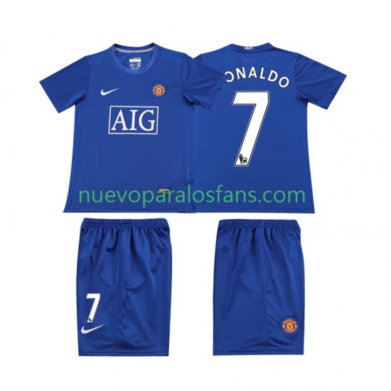 Camiseta de Fútbol Manchester United Ronaldo 7 2009 Retro Niño Tercera 2008 Manga Corta