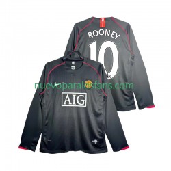 Camiseta de Fútbol Manchester United Rooney 10 2007 Retro Hombre Exterior 2008 Manga Larga