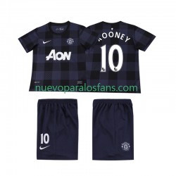Camiseta de Fútbol Manchester United Rooney 10 2013 2014 Retro Niño Exterior Manga Corta