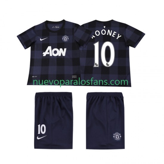 Camiseta de Fútbol Manchester United Rooney 10 2013 2014 Retro Niño Exterior Manga Corta