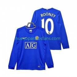Camiseta de Fútbol Manchester United Rooney 10 2009 Retro Hombre Tercera 2008 Manga Larga
