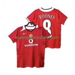 Camiseta de Fútbol Manchester United Rooney 8 2005 Retro Hombre Casa 2006 Manga Corta