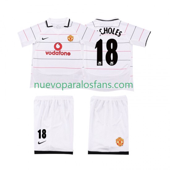 Camiseta de Fútbol Manchester United SCHOLES 18 2003 Retro Niño Tercera 2006 Manga Corta