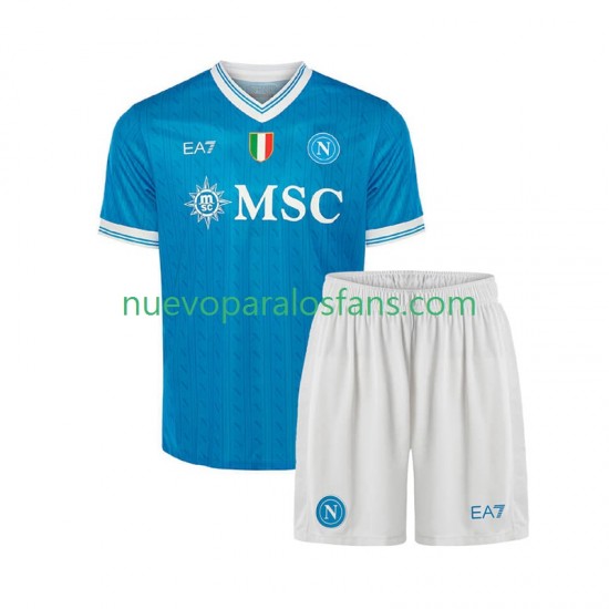 Camiseta de Fútbol Napoli Niño Casa 2025-2026 Manga Corta