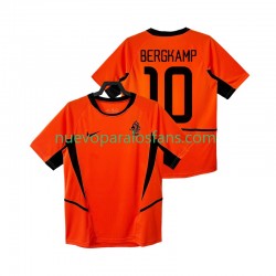 Camiseta de Fútbol Países Bajos BERGKAMP 10 Retro Hombre Casa 2002 Manga Corta
