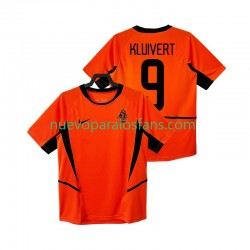Camiseta de Fútbol Países Bajos KLUIVERT 9 Retro Hombre Casa 2002 Manga Corta