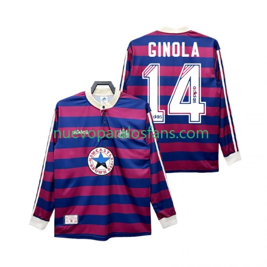 Camiseta de Fútbol Newcastle United GINOLA 14 1995 1997 Retro Hombre Exterior Manga Larga