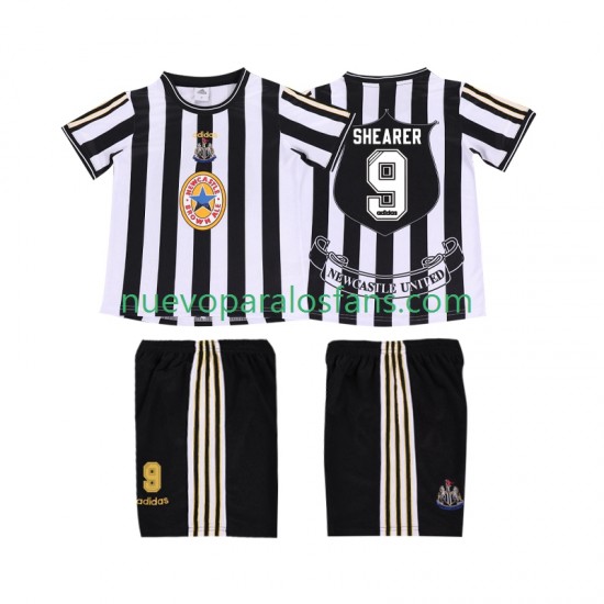 Camiseta de Fútbol Newcastle United SHEARER 9 1997 Retro Niño Casa 1999 Manga Corta