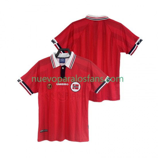 Camiseta de Fútbol Noruega Retro Hombre Casa 1998 Manga Corta