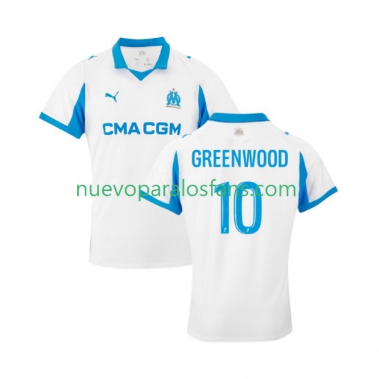 Camiseta de Fútbol Olympique de Marsella Mason Greenwood 10 Hombre Casa 2025-2026 Manga Corta
