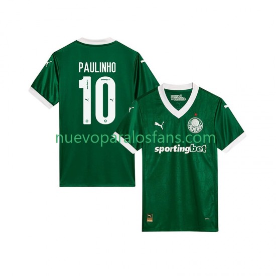 Camiseta de Fútbol Palmeiras Paulinho 10 Hombre Casa 2025-2026 Manga Corta