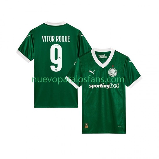 Camiseta de Fútbol Palmeiras Vitor Roque 9 Hombre Casa 2025-2026 Manga Corta