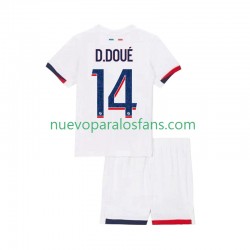 Camiseta de Fútbol Paris Saint-Germain Desire Doue 14 Niño Exterior 2025-2026 Manga Corta