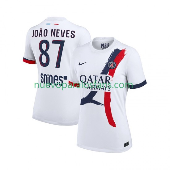 Camiseta de Fútbol Paris Saint-Germain Joao Neves 87 Hombre Exterior 2025-2026 Manga Corta