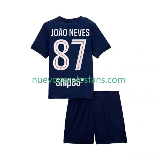 Camiseta de Fútbol Paris Saint-Germain Joao Neves 87 Niño Casa 2025-2026 Manga Corta