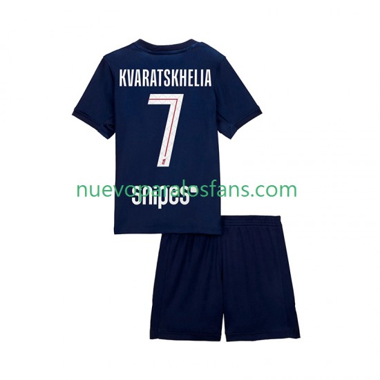 Camiseta de Fútbol Paris Saint-Germain Khvicha Kvaratskhelia 7 Niño Casa 2025-2026 Manga Corta